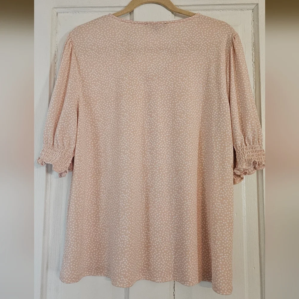 Adrianna Papell Blush Pink Blouse with Smocked Accents - Picture 2 of 4